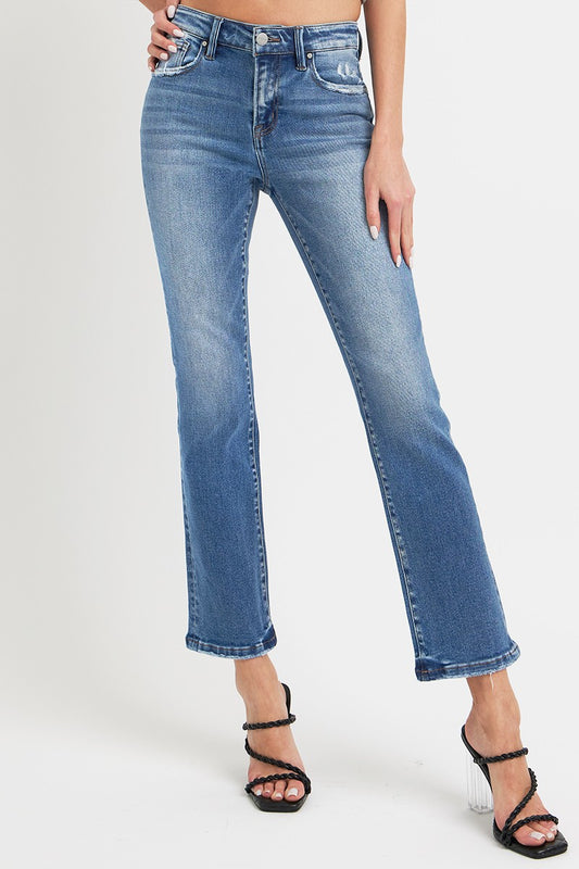 Mid Rise Straight Leg Jeans